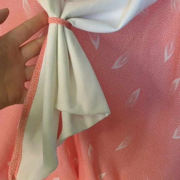 Tradition by Sears Pink/White Plus Size Drop Waist Short Sleeve Midi Dress - Picture 8 of 17